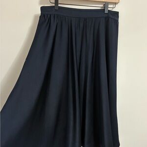 Zara Navy Pleated Midi Skirt